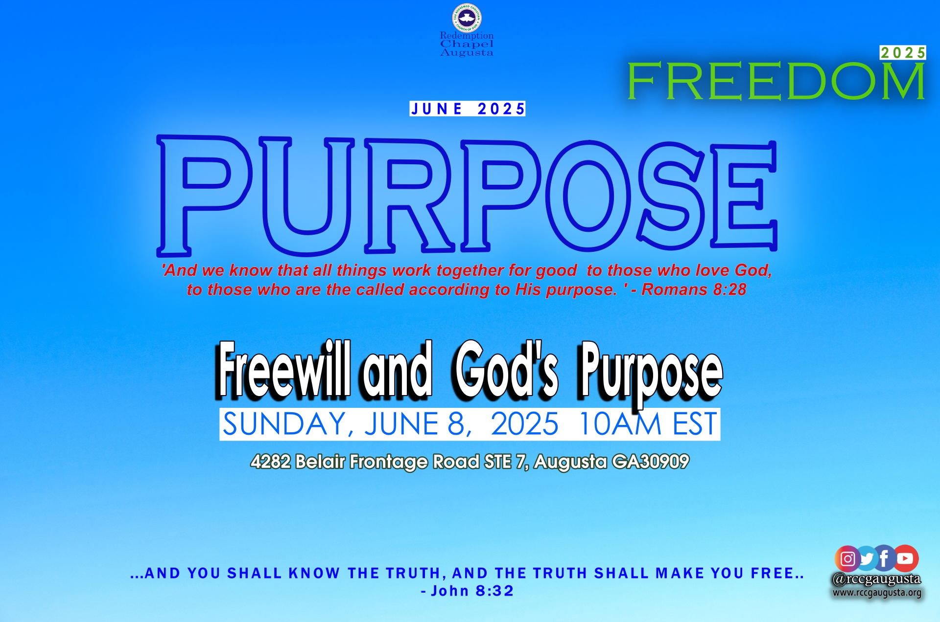 June 8 – Free will and God’s Purpose