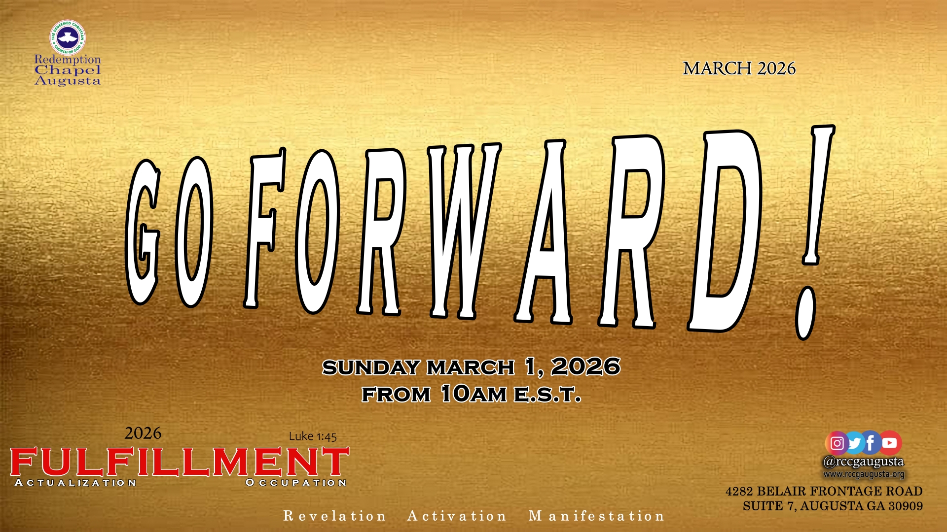 Mar 1: GO FORWARD!